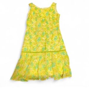 Vintage 70’s Yellow Floral Midi Dress